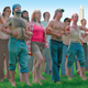 Shoeless and shirtless Americans march arm-in-arm across the National Mall.